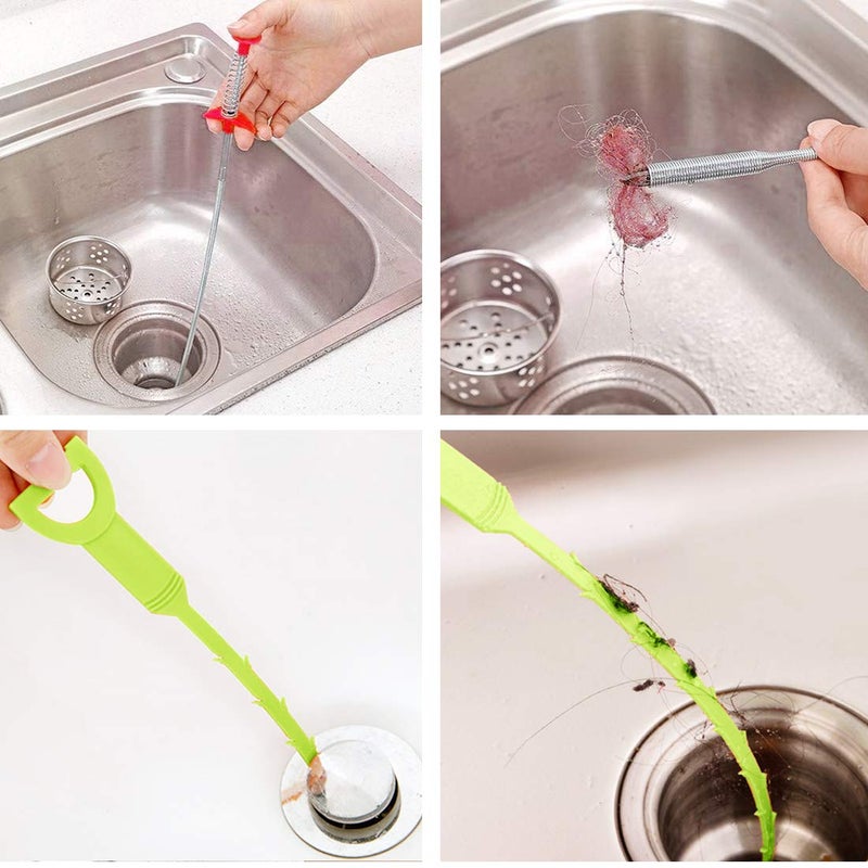 Omont Drain Cleaner Tool, 6 Pack Hair Clog Remover for Sink, 24 Inch Tube Drain Cleaning Tool (Green) - Image 5
